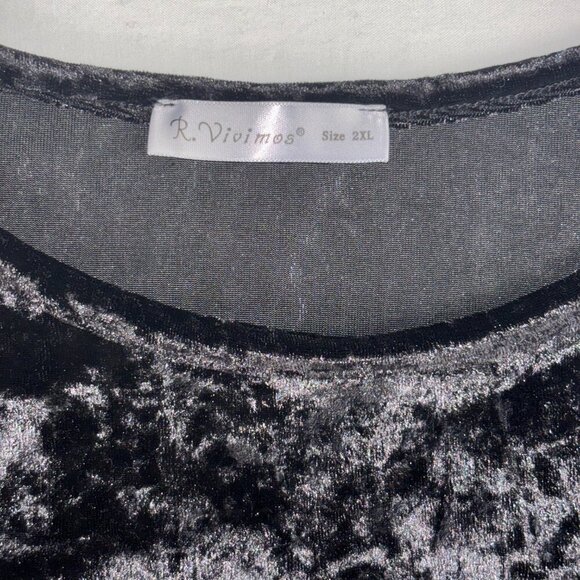 R. Vivimos Black Velvet T-Shirt Dress - Size 2XL - Picture 3 of 6